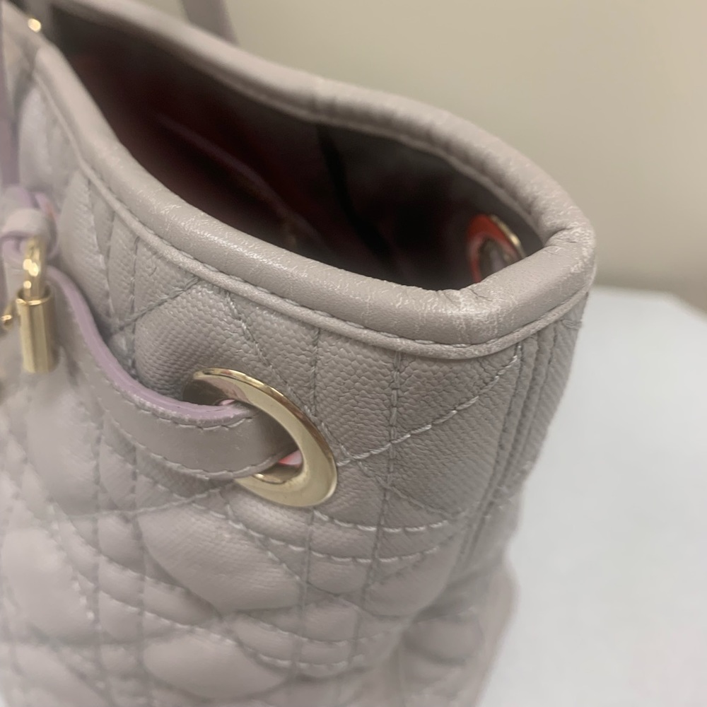 💐Authentic CHRISTIAN DIOR Gray Cannage Quilted Coated Canvas Small Tote … - Picture 11 of 16